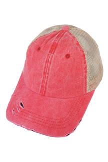 Adult Cotton Pigment Dyed Mesh Cap (Basic Colors)-H1347A-CORAL PINK